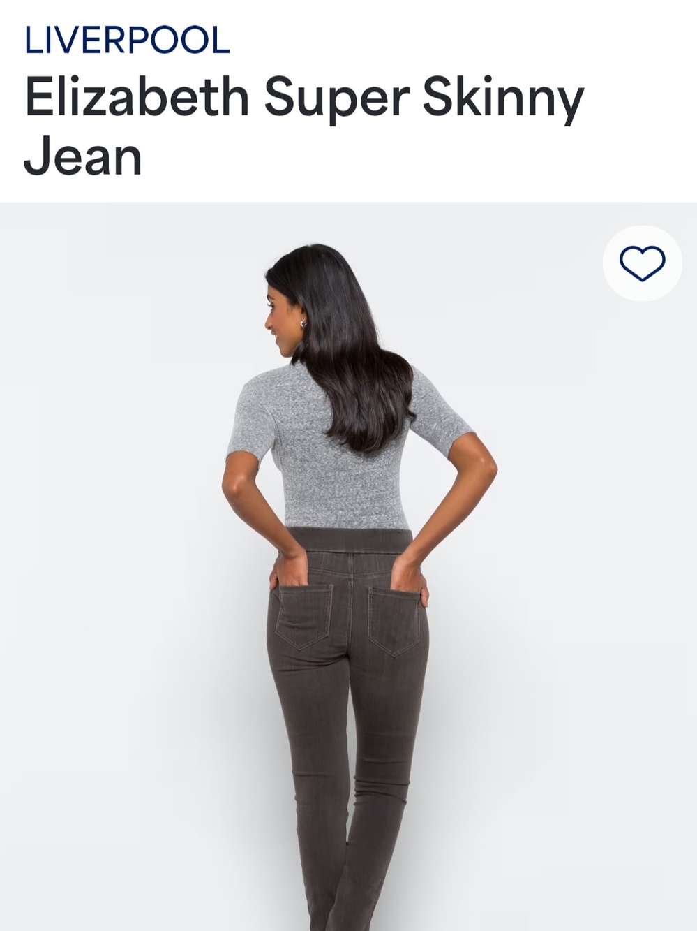 Liverpool Elizabeth Super Skinny Jeggings - Charcoal Gray